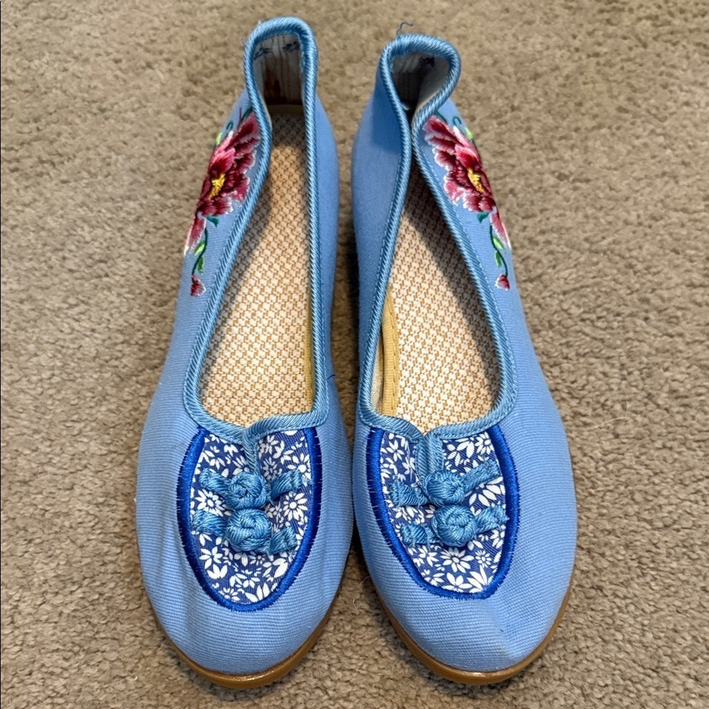 Asian Embroidered Blue Women's Shoes
